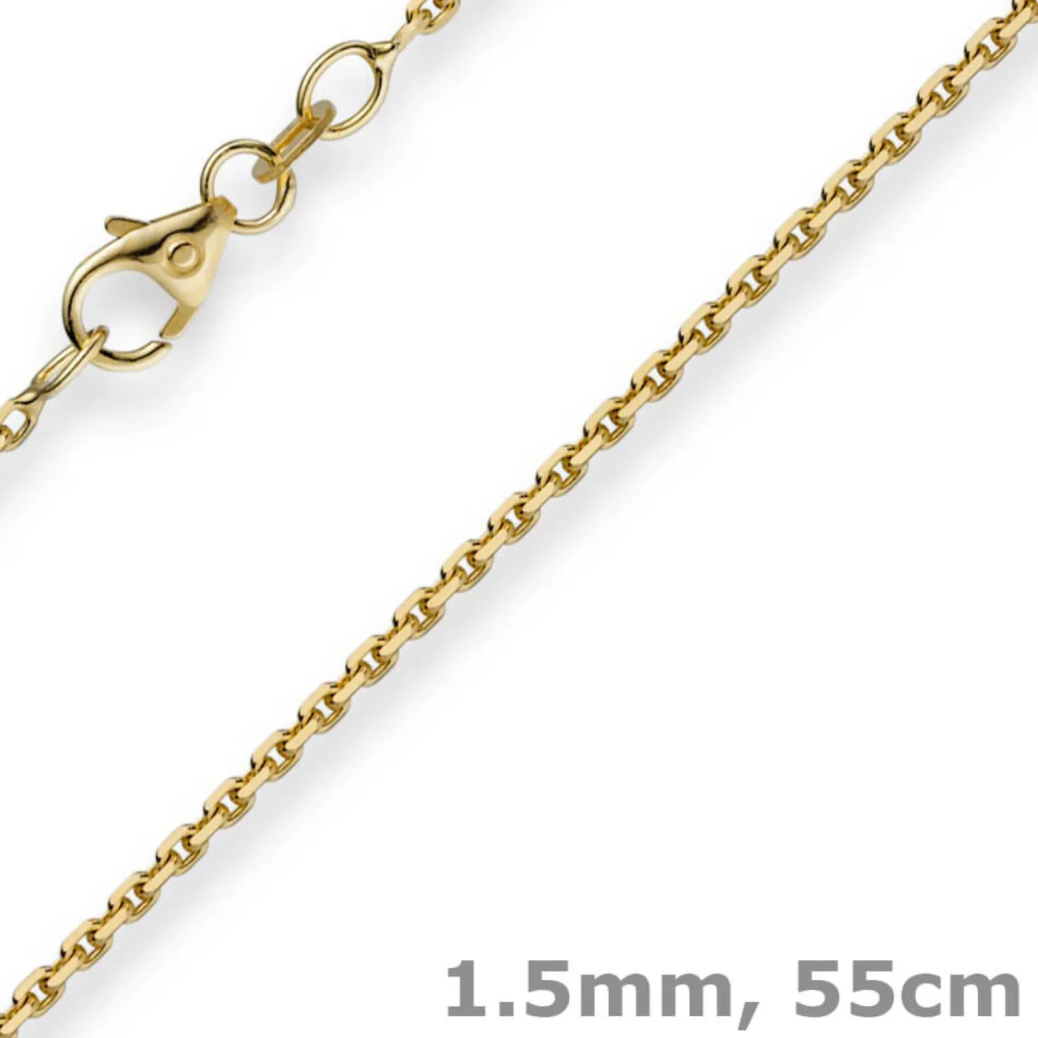 1,5mm Kette Collier Ankerkette Halskette 750 Gold Gelbgold 55cm