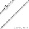 1,8mm Kette Collier Ankerkette Halskette 750 Gold Weißgold 40cm Unisex
