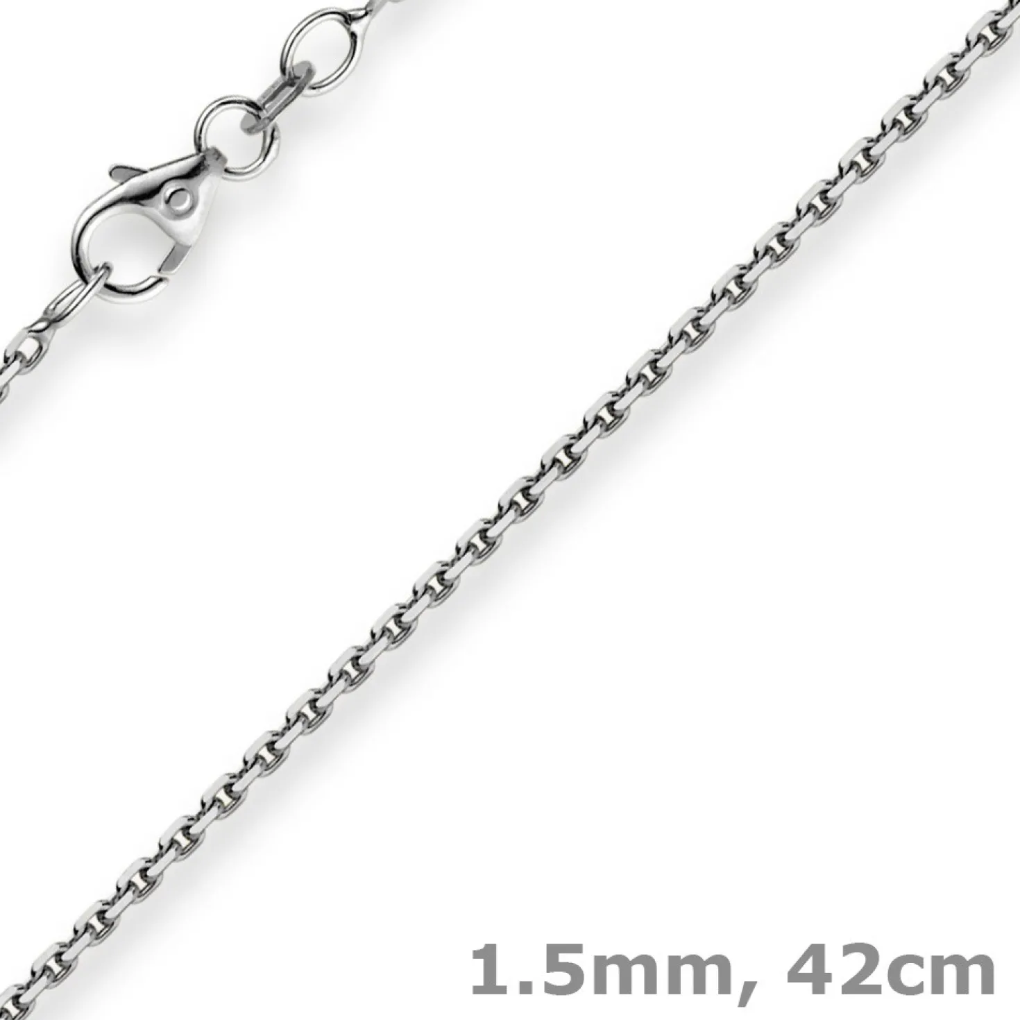 1,5mm Kette Collier Ankerkette Halskette, 585 Gold Weißgold, 42cm