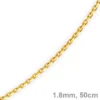 1,8mm Kette Collier Ankerkette Halskette, 585 Gold Gelbgold, 50cm Unisex