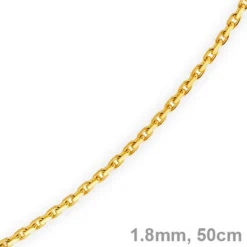 1,8mm Kette Collier Ankerkette Halskette, 585 Gold Gelbgold, 50cm Unisex