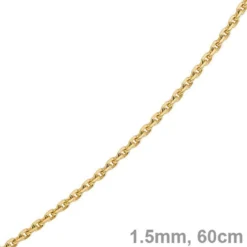 1,5mm Kette Collier Ankerkette Halskette, 585 Gold Gelbgold, 60cm