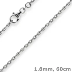 1,8mm Kette Collier Ankerkette Halskette 750 Gold Weißgold 60cm Unisex