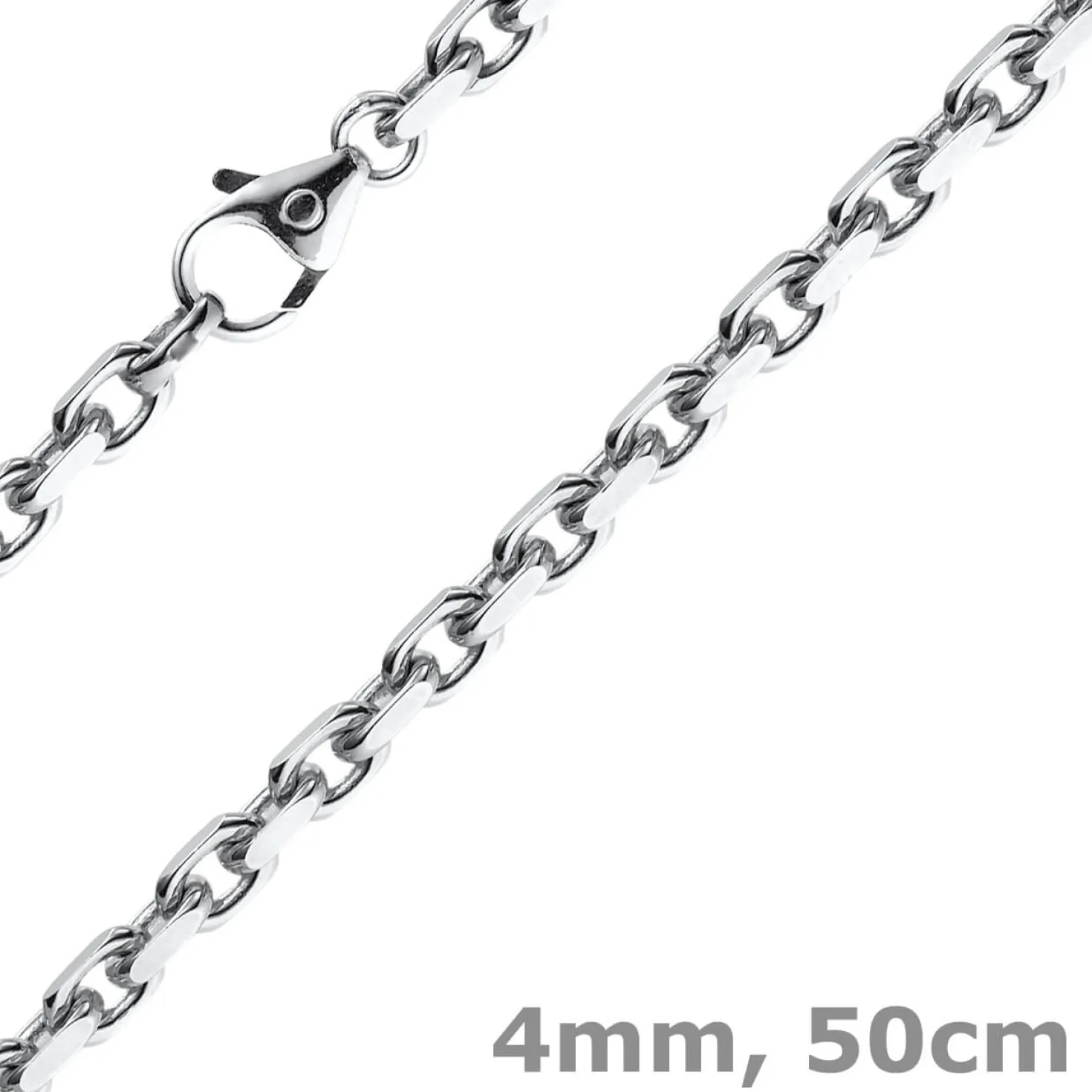 4mm Kette Collier Ankerkette Halskette aus 750 Gold Weißgold massiv 50cm