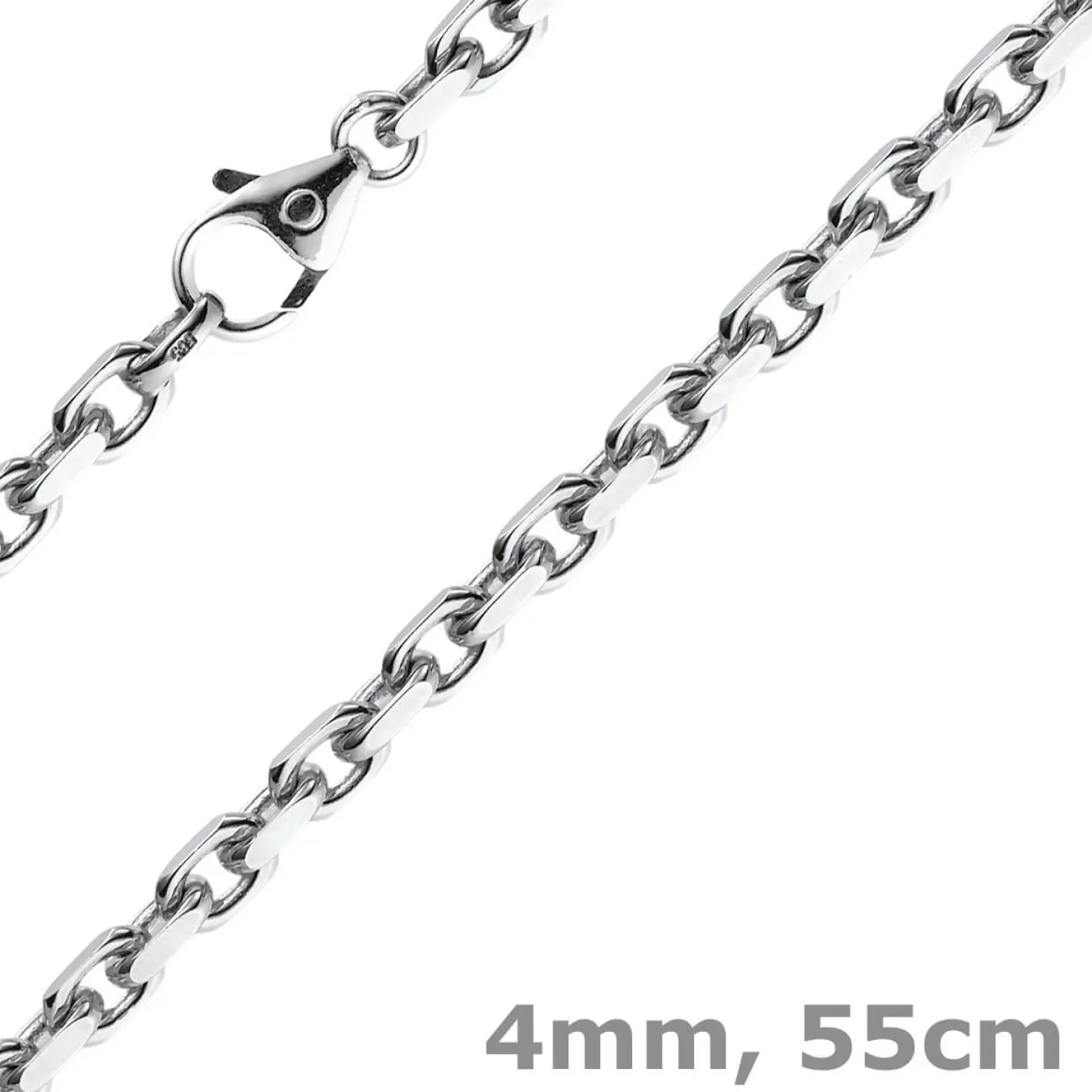 4mm Kette Collier Ankerkette Halskette aus 585 Gold Weißgold massiv 55cm