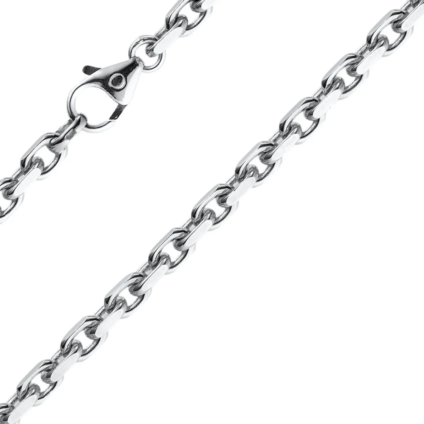 4mm Kette Collier Ankerkette Halskette aus 585 Gold Weißgold massiv 55cm