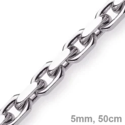 5mm Kette Collier Ankerkette Halskette, 585 Gold Weißgold, 50cm Herren
