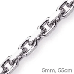 5mm Kette Collier Ankerkette Halskette, 585 Gold Weißgold, 55cm Herren