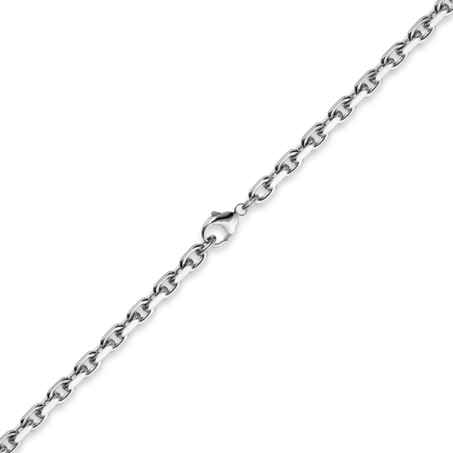 5mm Kette Collier Ankerkette Halskette, 585 Gold Weißgold, 55cm Herren