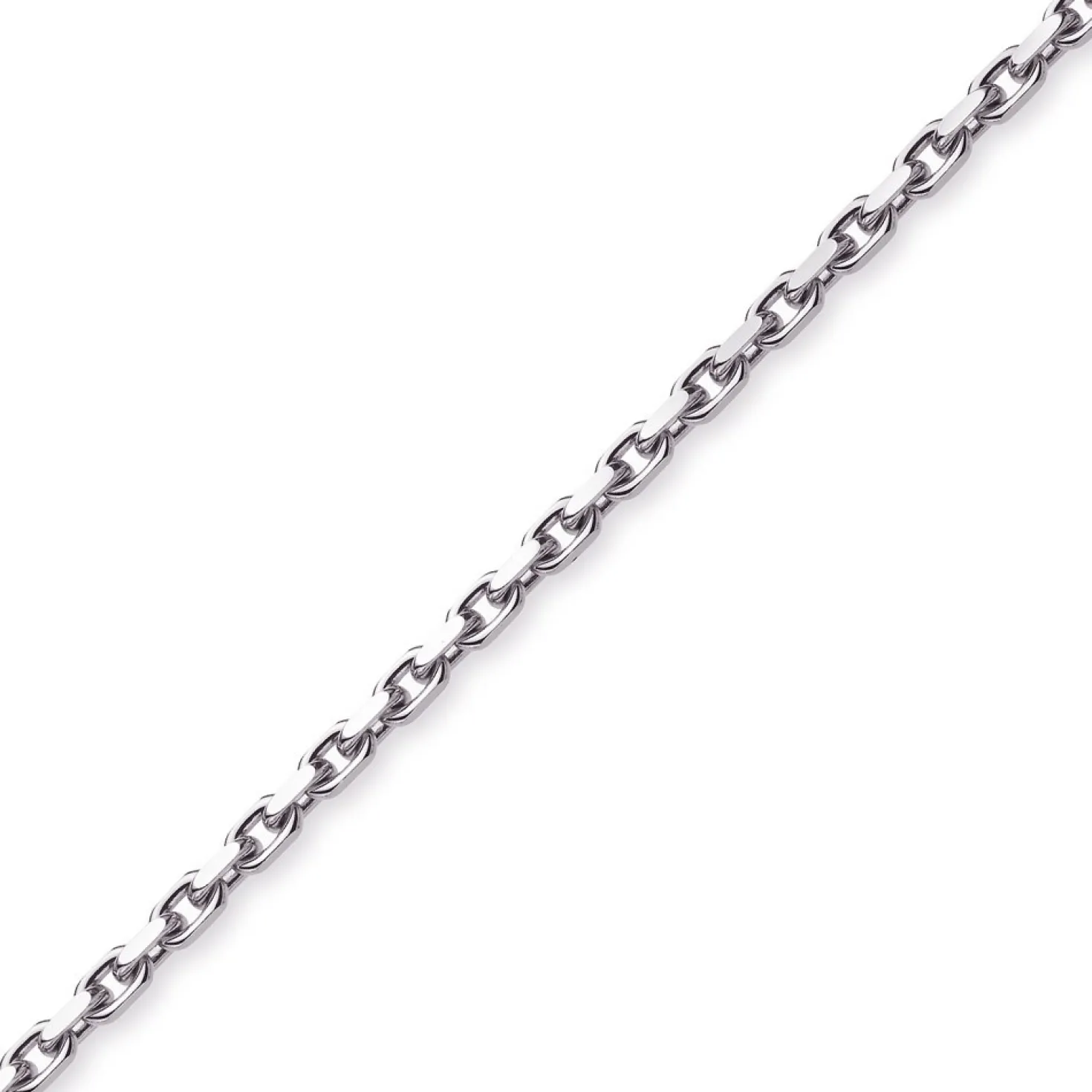 6,5mm Kette Collier Ankerkette Halskette, 750 Gold Weißgold, 70cm Herren