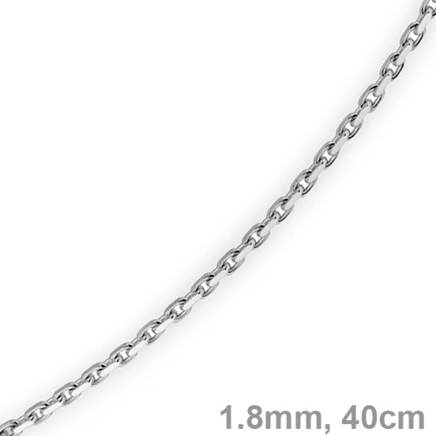 1,8mm Kette Collier Ankerkette Halskette, 585 Gold Weißgold, 40cm