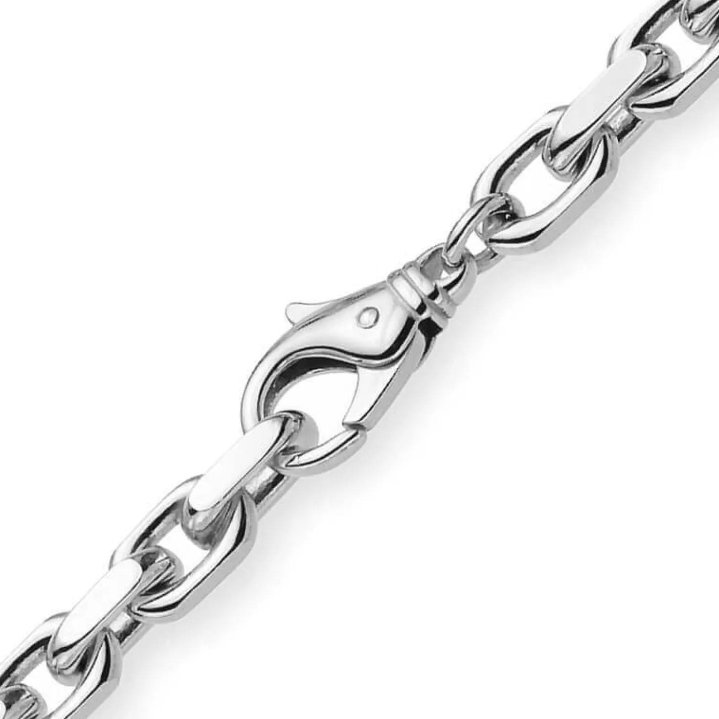 6,5mm Kette Collier Ankerkette Halskette, 585 Gold Weißgold, 55cm Herren