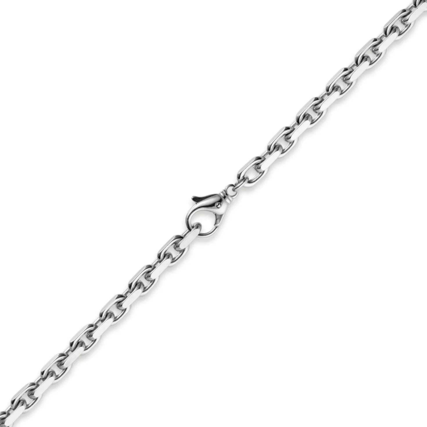 6,5mm Kette Collier Ankerkette Halskette, 750 Gold Weißgold, 60cm Herren