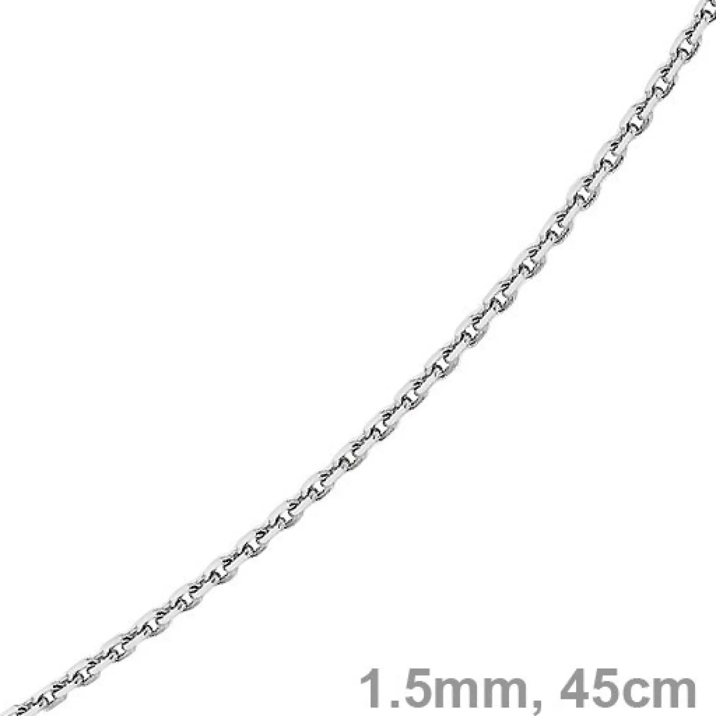 1,5mm Kette Collier Ankerkette Halskette, 585 Gold Weißgold, 45cm