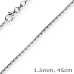 1,5mm Kette Collier Ankerkette Halskette, 585 Gold Weißgold, 45cm