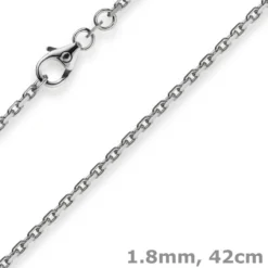 1,8mm Kette Collier Ankerkette Halskette 750 Gold Weißgold 42cm Unisex