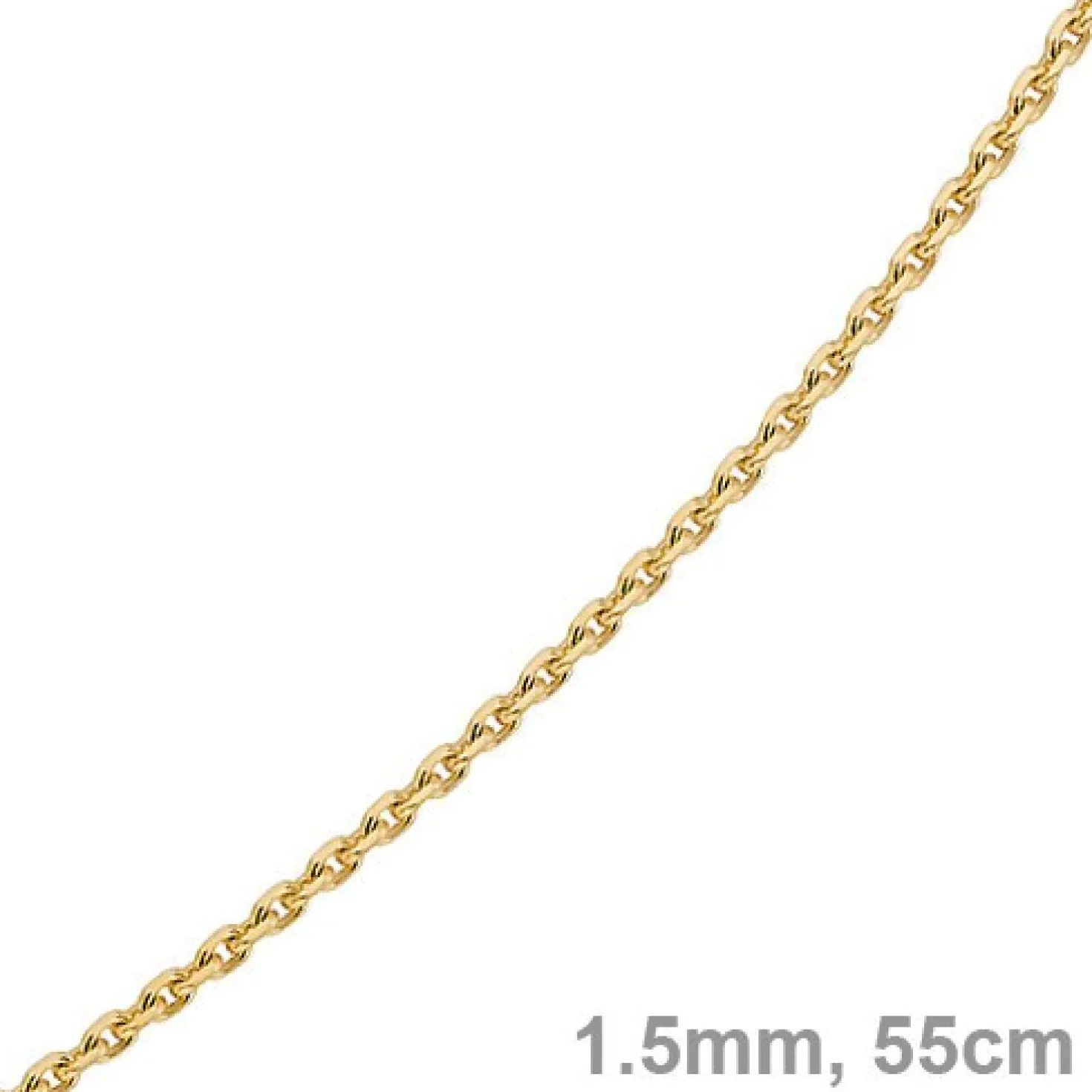1,5mm Kette Collier Ankerkette Halskette, 585 Gold Gelbgold, 55cm Unisex