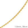 1,8mm Kette Collier Ankerkette Halskette, 585 Gold Gelbgold, 38cm Unisex