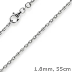 1,8mm Kette Collier Ankerkette Halskette, 585 Gold Weißgold, 55cm Unisex