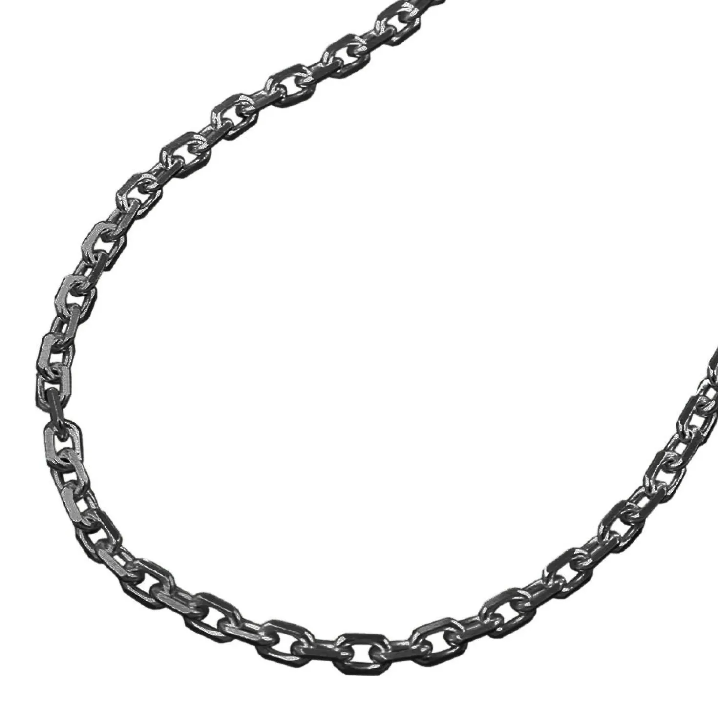 2mm Kette Collier Ankerkette Halsschmuck, rhodiniert, 925 Silber, 60cm