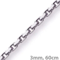 3mm Kette Collier Ankerkette Halskette, 750 Gold Weißgold massiv 60cm