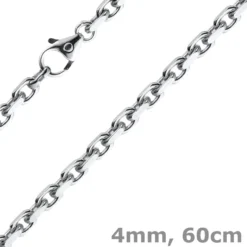 4mm Kette Collier Ankerkette Halskette aus 750 Gold Weißgold massiv 60cm