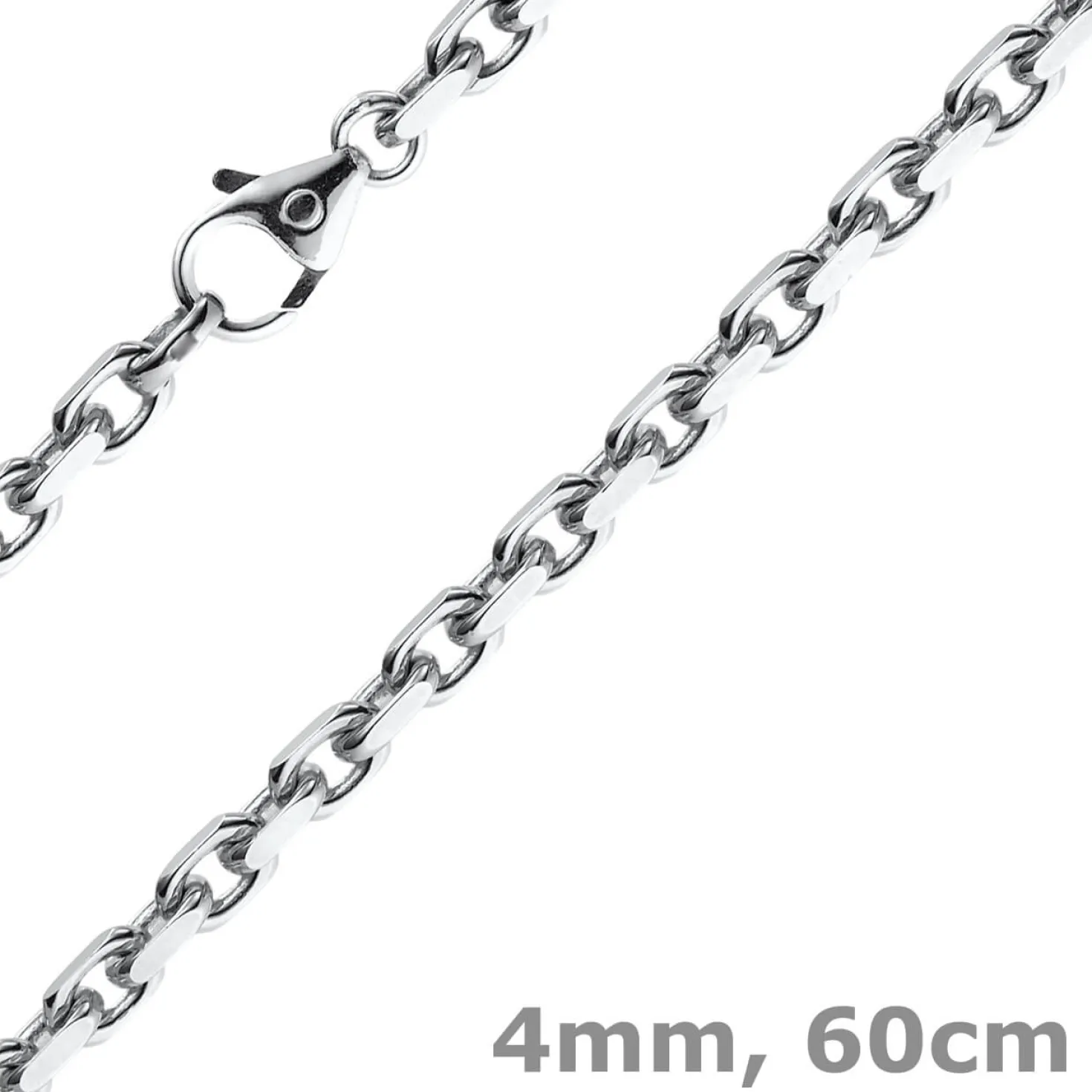 4mm Kette Collier Ankerkette Halskette aus 750 Gold Weißgold massiv 60cm