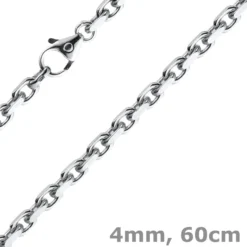 4mm Kette Collier Ankerkette Halskette aus 585 Gold Weißgold massiv 60cm