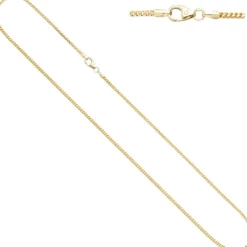 1,2mm Kette Collier Bingokette aus 585 Gold Gelbgold, für Damen, 38cm