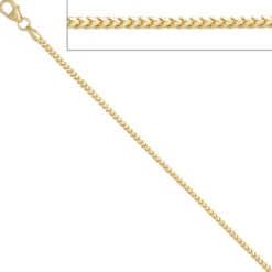 1,2mm Kette Collier Bingokette aus 585 Gold Gelbgold, für Damen, 38cm