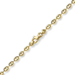 3,5mm Kette Collier Bohnenkette Schiffsankerkette 585 Gold Gelbgold 55cm Unisex