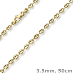 3,5mm Kette Collier Bohnenkette Schiffsankerkette 585 Gold Gelbgold 50cm Unisex