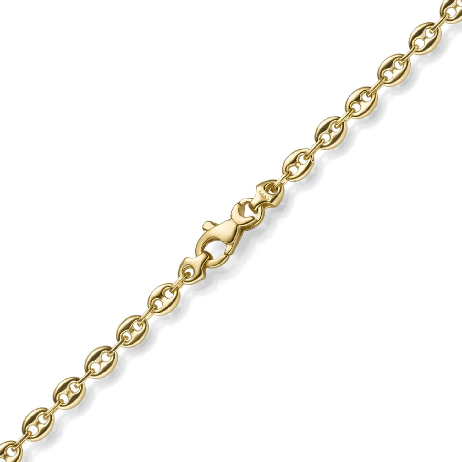 3,5mm Kette Collier Bohnenkette Schiffsankerkette 585 Gold Gelbgold 50cm Unisex