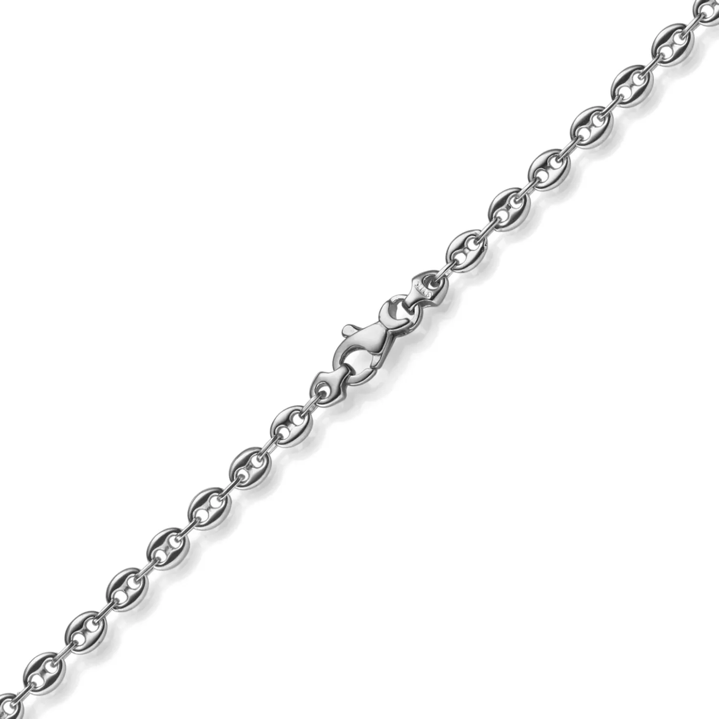 3,5mm Kette Collier Bohnenkette Schiffsankerkette 585 Gold Weißgold 50cm Unisex