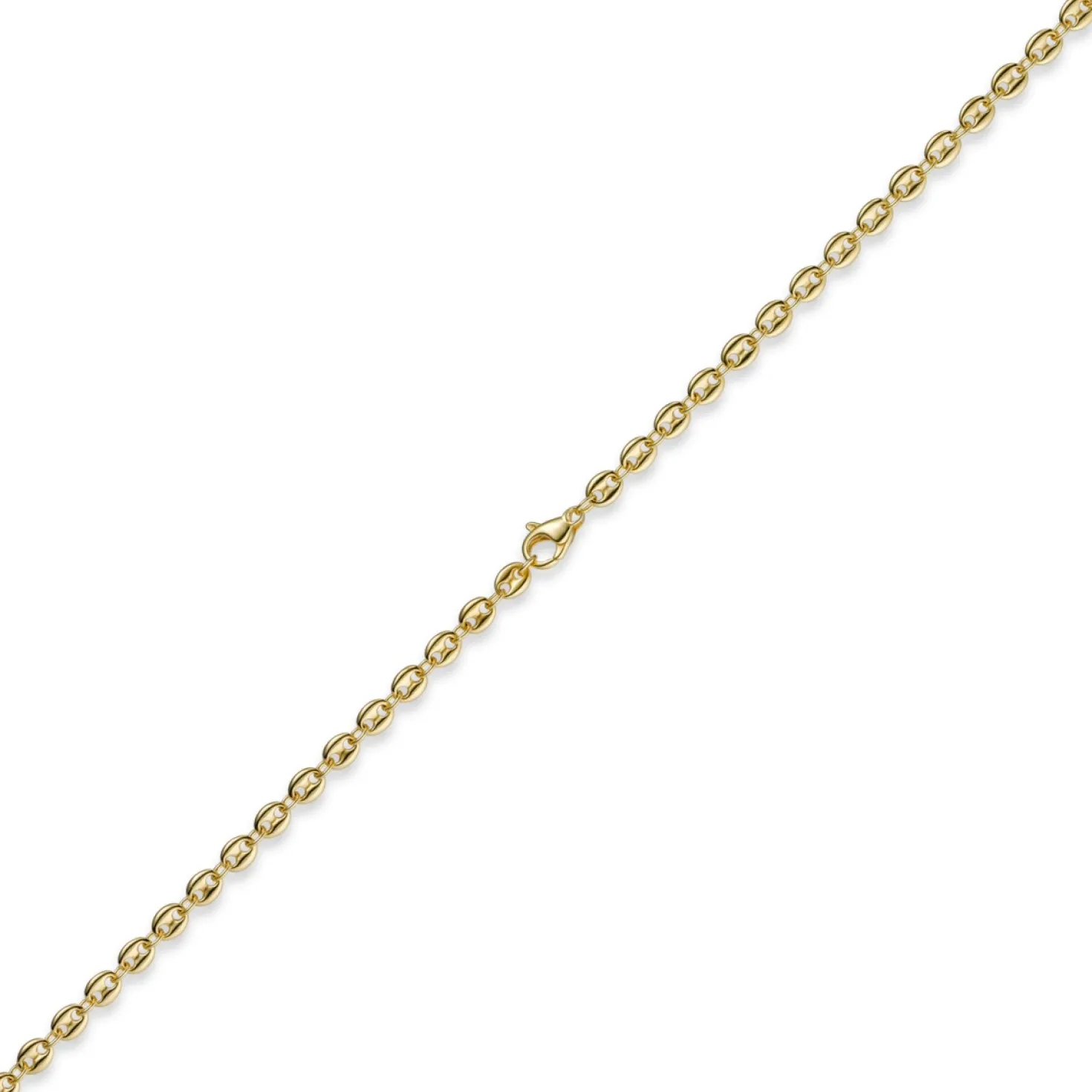 4mm Kette Collier Bohnenkette Schiffsankerkette 585 Gold Gelbgold 55cm Unisex