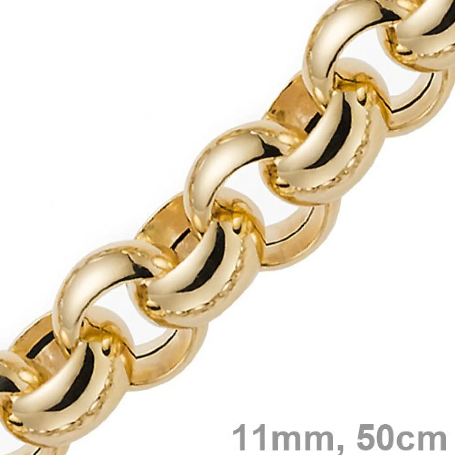 11mm Kette Collier Erbskette aus 585 Gold Gelbgold, 50cm, Unisex