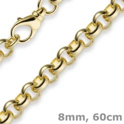 8mm Kette Collier Erbskette aus 585 Gold Gelbgold, 60cm, Unisex