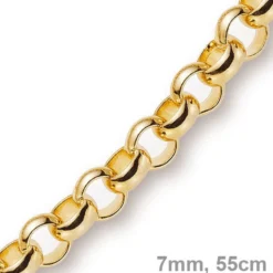 7mm Kette Collier Erbskette aus 585 Gold Gelbgold, 55cm, Unisex