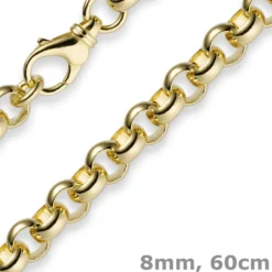 8mm Kette Collier Erbskette aus 750 Gold Gelbgold, 60cm, Unisex