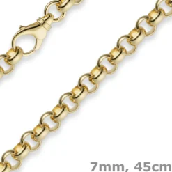 7mm Kette Collier Erbskette aus 750 Gold Gelbgold, 45cm, Unisex