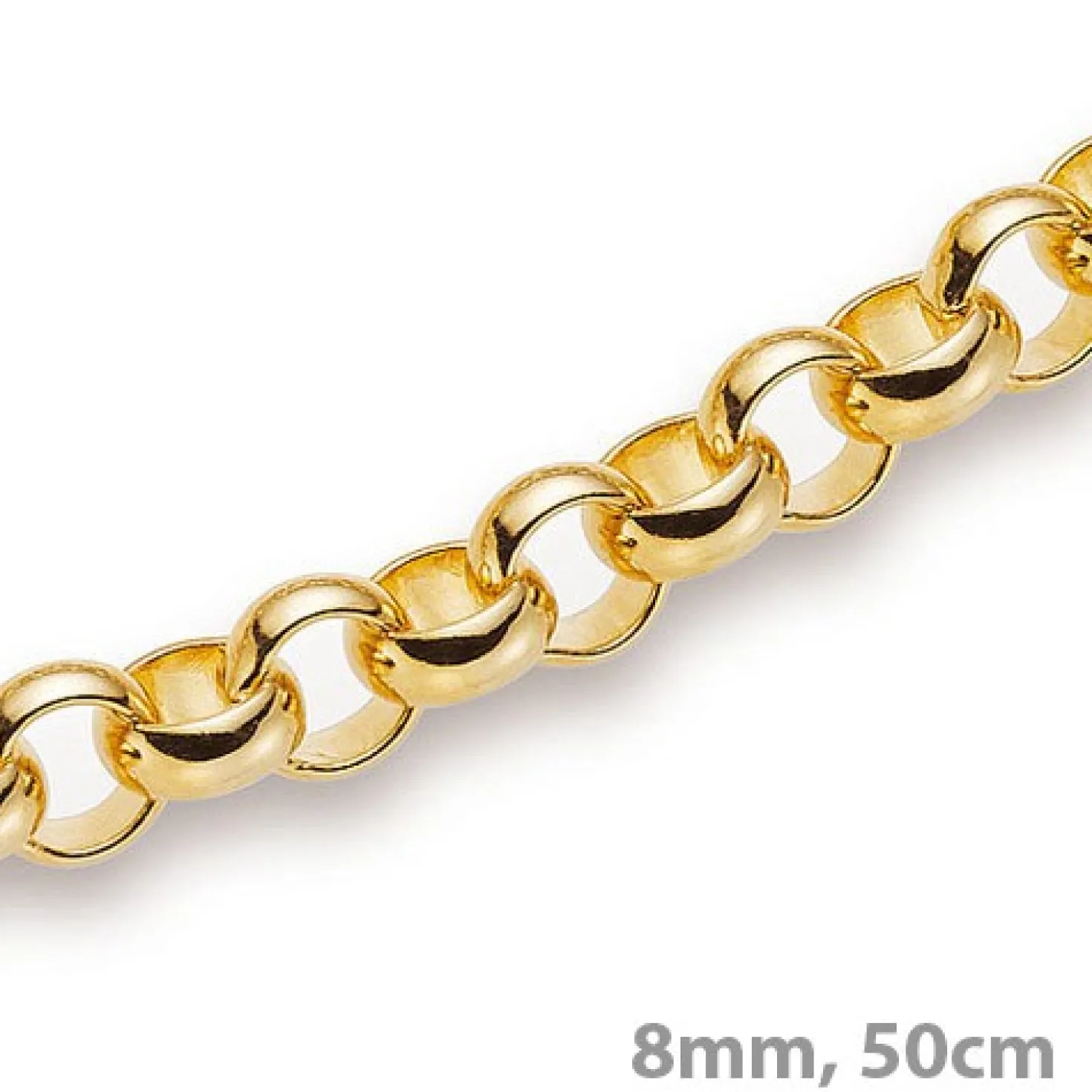 8mm Kette Collier Erbskette aus 750 Gold Gelbgold, 50cm, Unisex