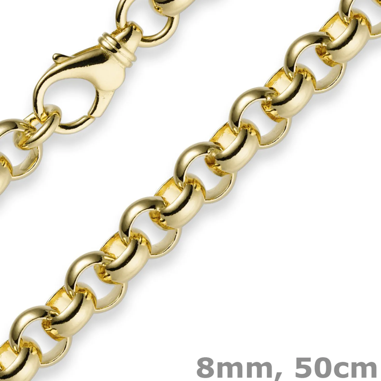 8mm Kette Collier Erbskette aus 750 Gold Gelbgold, 50cm, Unisex