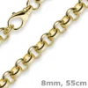 8mm Kette Collier Erbskette aus 585 Gold Gelbgold, 55cm, Unisex