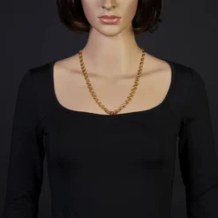 8mm Kette Collier Erbskette aus 585 Gold Gelbgold, 55cm, Unisex