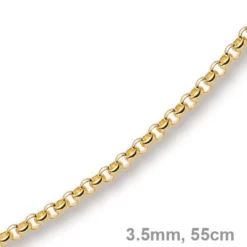 3,5mm Kette Collier Erbskette aus 585 Gold Gelbgold, 55cm, Unisex