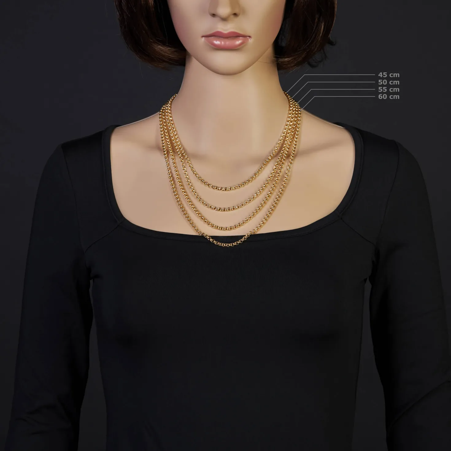 3,5mm Kette Collier Erbskette aus 585 Gold Gelbgold, 55cm, Unisex