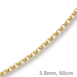 3,5mm Kette Collier Erbskette aus 585 Gold Gelbgold, 60cm, Unisex