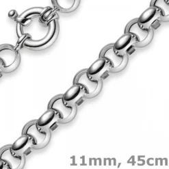 11mm Kette Collier Erbskette Halskette, 585 Gold Weißgold, 45cm
