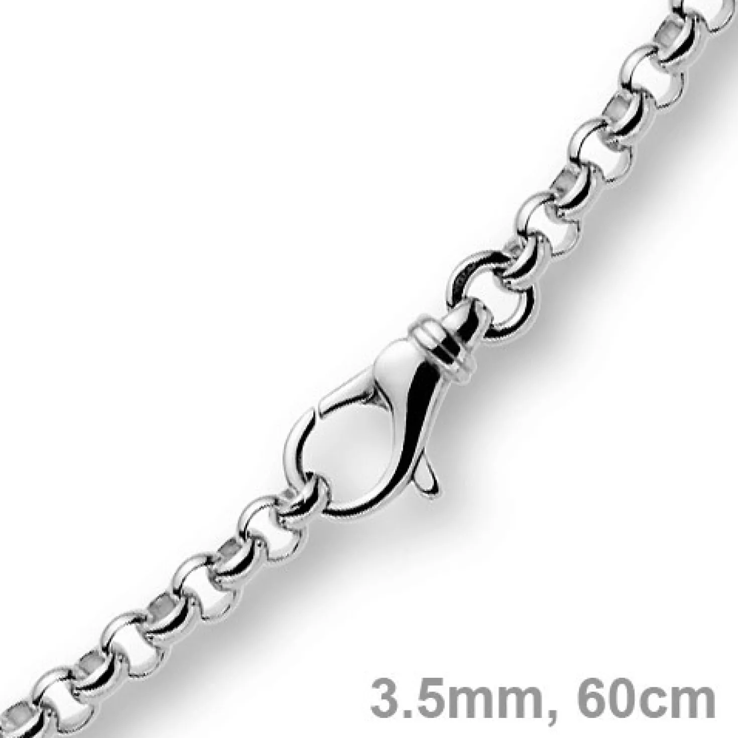3,5mm Kette Collier Erbskette Halskette, 750 Gold Weißgold 60cm Unisex