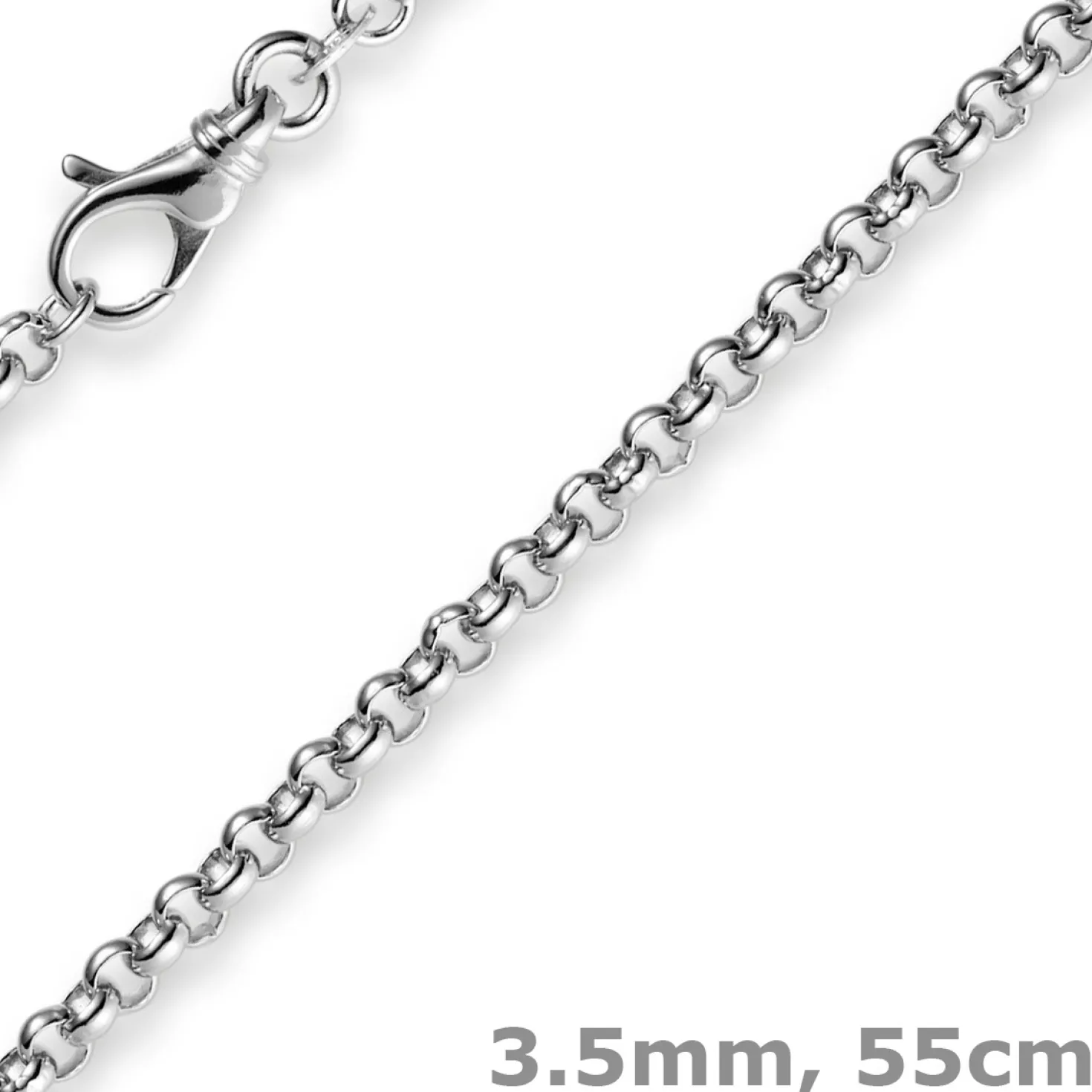 3,5mm Kette Collier Erbskette Halskette, 750 Gold Weißgold 55cm Unisex